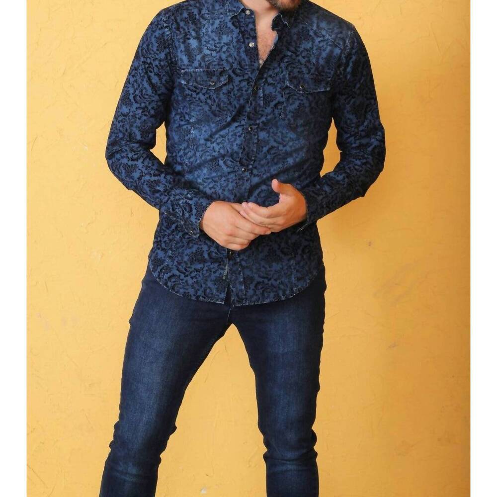 NEW EIGHT X denim button down shirt in navy